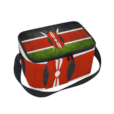 

ALAZA Insulated Lunch Box Misc Flag Of Kenya Lunch Bag for Men Women Portable Tote Bag Cooler Bag