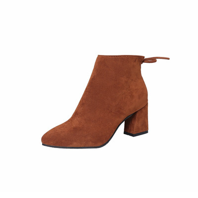 

Booties womens thick heel&bare boots single boots autumn&winter new frosted zipper high heels Martin boots pointed boots