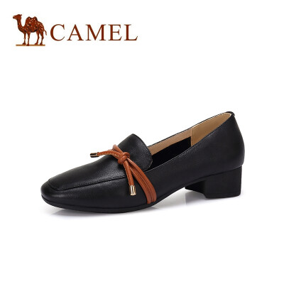 

Camel CAMEL lady intellectual elegant leather bow decorative shoes A915046182 black 39