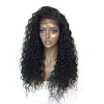 

Fashion Synthetic Hair Wave front full lace cap wigs half hand hook long curly hair wig for female African black lady