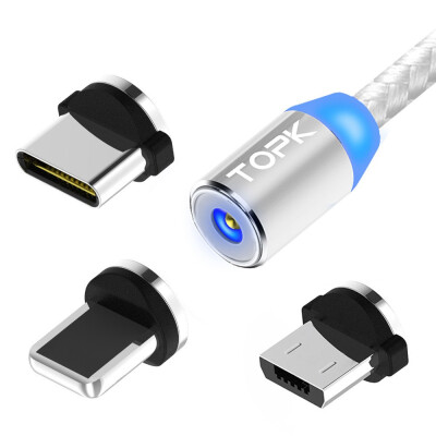 

TOPK R-Line2 1M LED Magnetic Nylon Braided Cable 3-in-1 cable for Micro USB Cable & Type C Cable & iPhone Cable