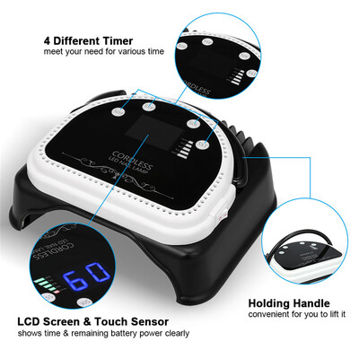

64W LED Nail Dryer Lamp Curing Machine With Lifting Handle LCD Screen Nail Lamp Powerful Nail Polish Gel Dryer Salon Tool Black