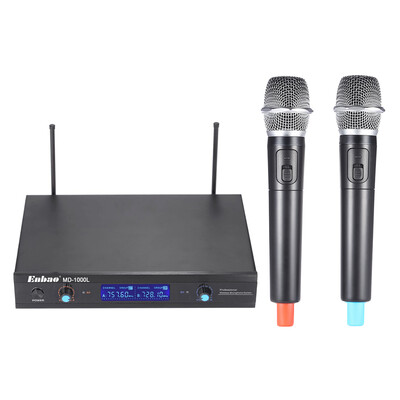 

2-Channnel Handheld Wireless UHF Microphone Mic System 2 Microphones 1 Receiver LCD Display with 635mm Audio Cable Power Adapter