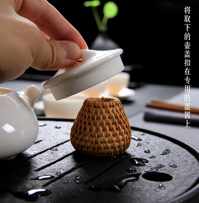 

Handmade Rattan Teapot Gaiwan Lid Holder Stand Kung Fu Tea Ceremony Accessory