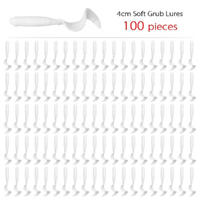 

100pcs 4cm Soft Artificial Fishing Lures Swimbait Tail Grub Lures Worm Moggot Grub Lures Baits