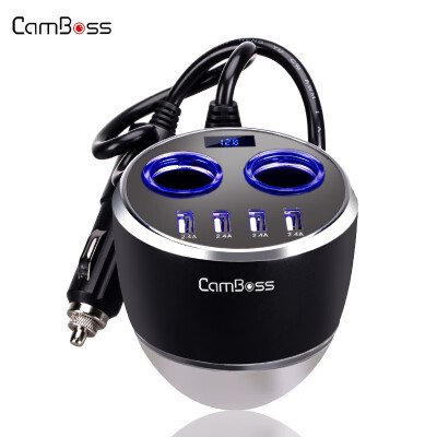 

CamBoss Car Cup Charger120WDC 12 to 24V96A2-Socket Cigarette Lighter Splitter4X24A USBLED DisplaySafety Hammer for iPhone