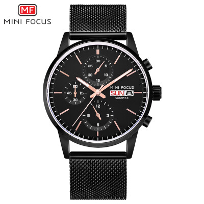 

MINI FOCUS MF0180G Men Watch Quartz Stainless Steel Strap Simple Wristwatch Time Display Calendar Fashion Casual 3ATM Waterproof L