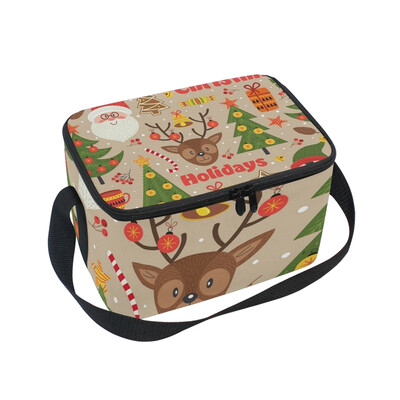 

ALAZA Lunch Box Insulated Lunch Bag Large Cooler Pattern With Christmas Elements Tote Bag