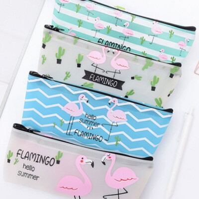 

Simple Lovely Flamingo Pencil Case Student Zipper Large Capacity Stationery Bag Cute School Office Pencil Pouch Gift