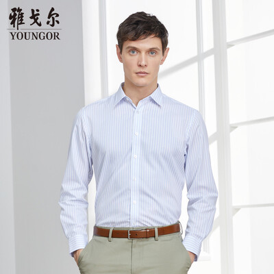 

Youngor shirt mens 2019 spring youth mens casual dress shirt YLDP10267HJA blue 39