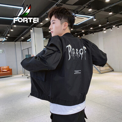 

Fu Yi FORTEI Jacket Men 2019 Spring New Casual Fashion Joker Hem Slim Jacket Men 9023 Black