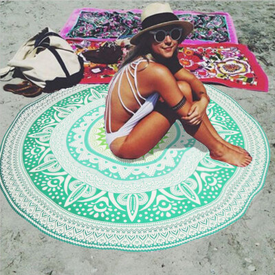 

Vintage Women Beach Cover Up Cloak Bohemian Boho Print Round Mat Hippie Summer Swimwear Bathing Suit