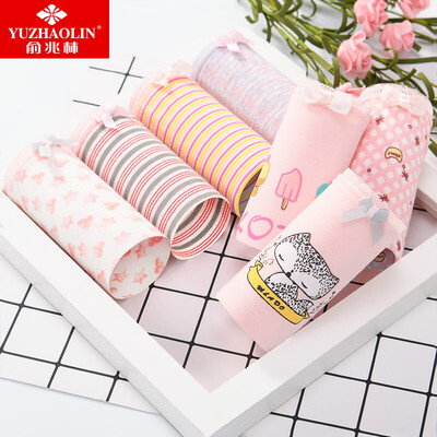 

Yu Zhaolin womens underwear womens cotton 7 loaded underwear womens feeling hips belly comfortable printing womens underwear female cartoon 7