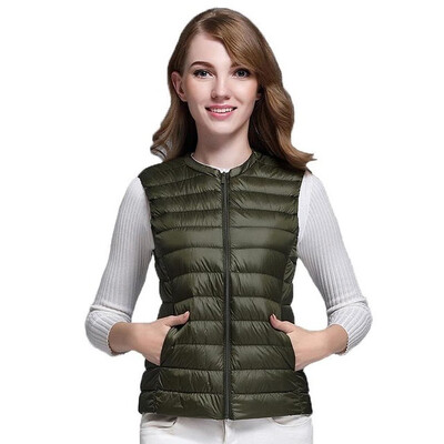 

2018 New Women 90 White Duck Down Vest Womens Ultra Light Duck Down Vest Jacket Autumn Winter Round Collar Sleeveless Coat