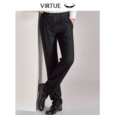 

Virtue rich comb 100 wool trousers men 2019 spring new single pleat loose business casual dress trousers YKM70243001 black 86