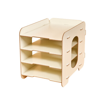 

4 Compartments Desktop File Organizer Sorter Wood Document Holder Storage Shelf for Office School