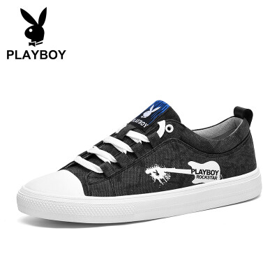 

Playboy PLAYBOY British fashion flat casual canvas shoes mens low to help breathable wild DS85174 black 41