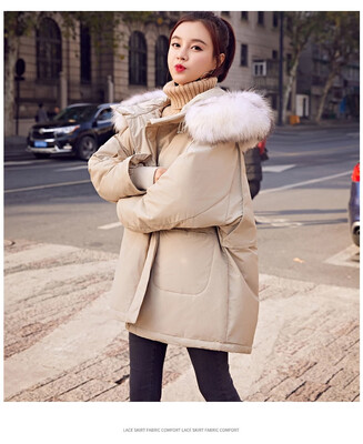 

Female long section thick 2018 winter cloak jacket jacket loose down coat
