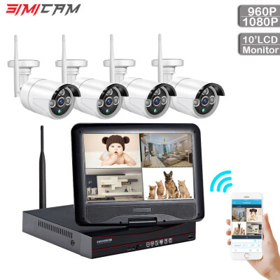 

security System 4Chanel 1080p CCTV kits 10 inch LCD NVR 4 pcs 2MP night visionWireless camera Set waterproof IP camera outdoor Ki