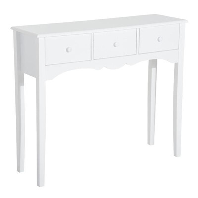 

Wood Narrow Front Entryway Wall Console Table 3 Drawers - White