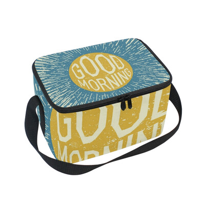

Lunch Box Insulated Lunch Bag Large Cooler Good Morning Pattern Tote Bagfor Kids Men Women