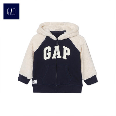 

GAP flagship store baby boy logo logo imitation lambs hooded sweater 399792 navy blue 6-12M