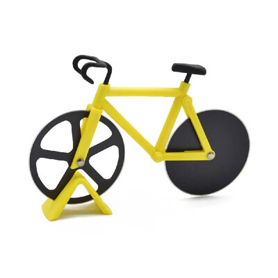 

Stainless Steel Pizza Knife Two-wheel Bicycle Shape Pizza Cutting Knife Pizza Tool Pizza Cutter Blue