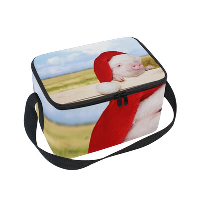 

ALAZA Lunch Box Insulated Lunch Bag Large Cooler Christmas Pig Tote Bag