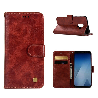 

MOONCASE Samsung Galaxy J6 Premium Vintage Leather Case - Wine Red