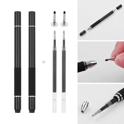 

2 in 1 Precision Stylus Pen with Refill&Disc Tip Capacitive Touchscreen Stylus Pen For Cellphone Tablet Pack of 2pcs SilverSi
