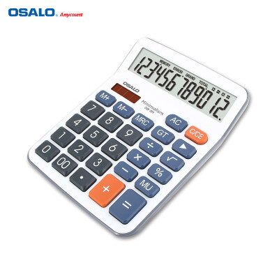 

OSALO 12-Digit LCD Desktop Calculator Solar-powered&Battery-powered Tool Gift for Office Home Store