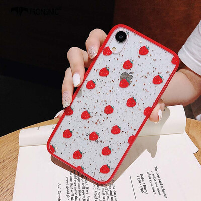 

Tronsnic Glitter Phone Case for iPhone 7 8 Plus Strawberry Gold Foil Case Love Rose Flower Zebra Red Luxury