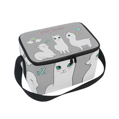 

ALAZA Lunch Box Insulated Lunch Bag Large Cooler Beautiful Cute Llama Alpaca Tote Bag