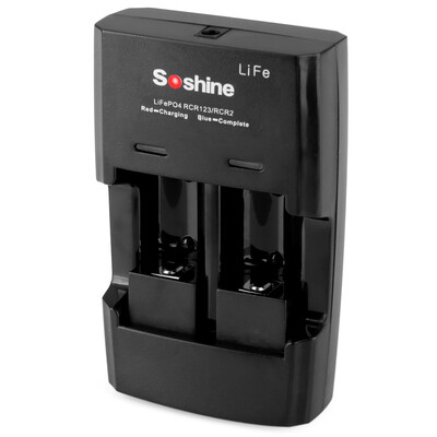 

Soshine S5 Fe 2-Slot LiFePO4 RCR123 RCR2 Battery Charger with EU Adapter - 100- 240V