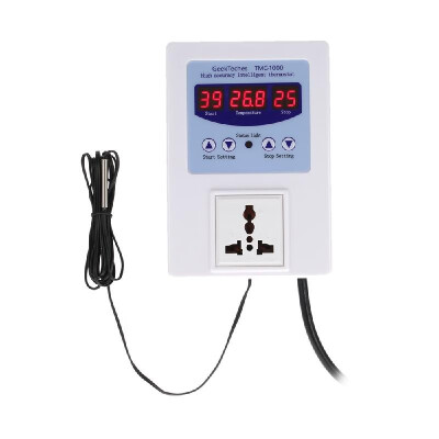 

AC110-240V 10A LED Digital Intelligent Pre-wired Temperature Controller Outlet with Sensor Thermostat Heating Cooling Control Swit