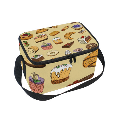 

ALAZA Lunch Box Sweet Dessert Elements Insulated Lunch Bag Large Cooler Tote Bagfor Men Women