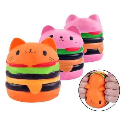 

Squishy toy Squishy toy emulates the face of a burger cat PU novelty decompression toy children puzzle trick