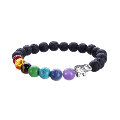 

Fashion Mens Womens Unique Natural Stone Gemstone Volcanic Lava Bracelet Healing Bracelet Round Beads Elephant Shape Decoration