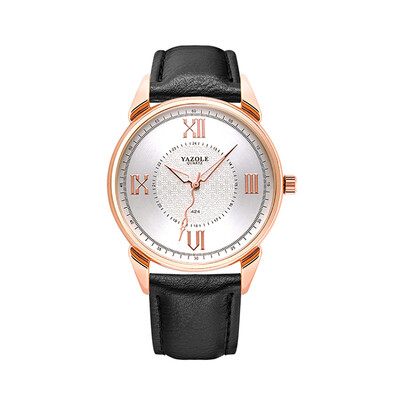 

YAZOLE 424 Leather Watch Quartz Watch Daily Waterproof Simple Business Wrist Watch