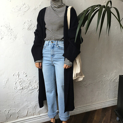 

Women Oversized Long Cardigan Coat Open Front Long Sleeves Slits Side Loose Knitted Outwear