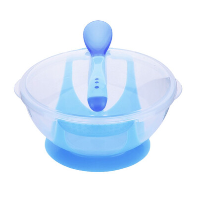 

Baby Feeding Training Bowl Temperature Sensing Spoon Suction Cup Tableware Set