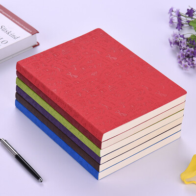 

front Cute Pattern B5 Writing Notebook PU Leather Soft Cover Lined Paper Daily Notepad Travel Journal Perfect for School College