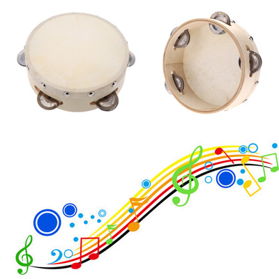 

6in Hand Held Tambourine Drum Bell Metal Jingles Percussion Musical Toy for KTV Party Kids Games
