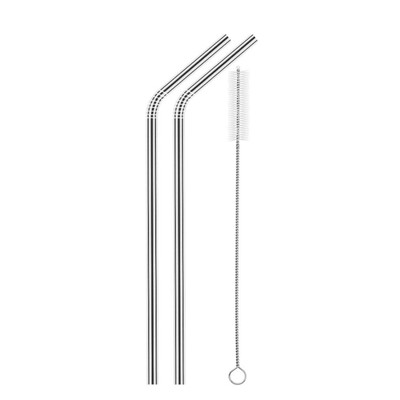 

2pcs Stainless Steel Straws Reusable Eco-friendly StraightBent Drinking Metal Straws with Cleaning Brush 2