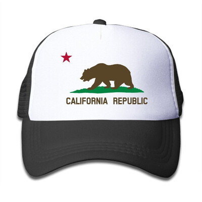 

Flag Of California Star Bear Plain Hat Adjustable Back Mesh Cap For Baby