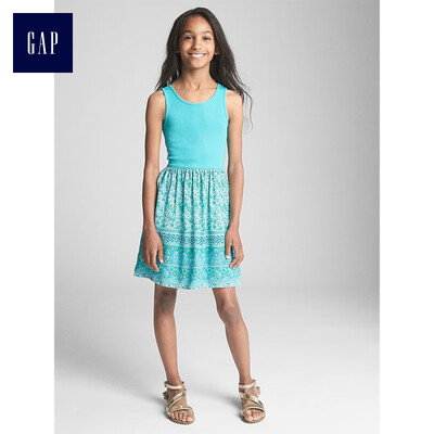 

GAP flagship store girls print round neck sleeveless modal dress 306926 pink green