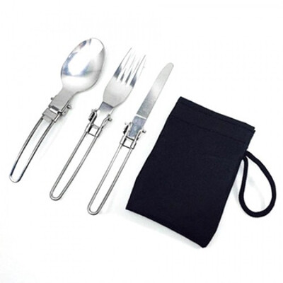 

Folding Stainless Steel Outdoor Flatware Camping Picnic Cutlery Knife Fork Spoon cookware Tableware Portable Travel Kit