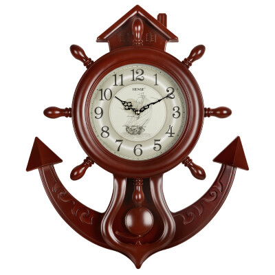 

Han Shi Hense European rudder wall clock creative mute clock fashion modern wall charts living room atmosphere pendulum clock classic quartz clock HP09 brown