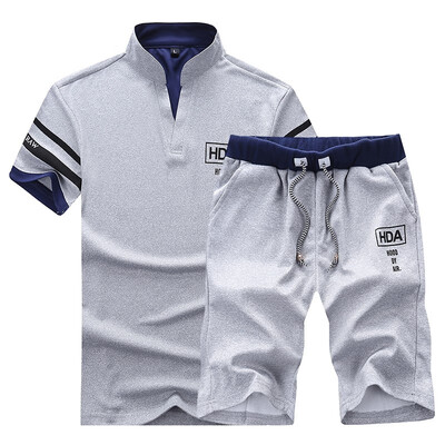 

Mens New 2 Pieces Casual Suit Fashion Unisex Polo ShirtsShorts Leisure Suit for Men And Women M-4XL 227
