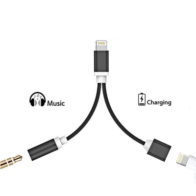 

2 in 1 Lightning to 35mm Audio Adapter Lightning Charger 35mm Aux Headphone Jack Adapter for iphone 77 plus 88 plus X